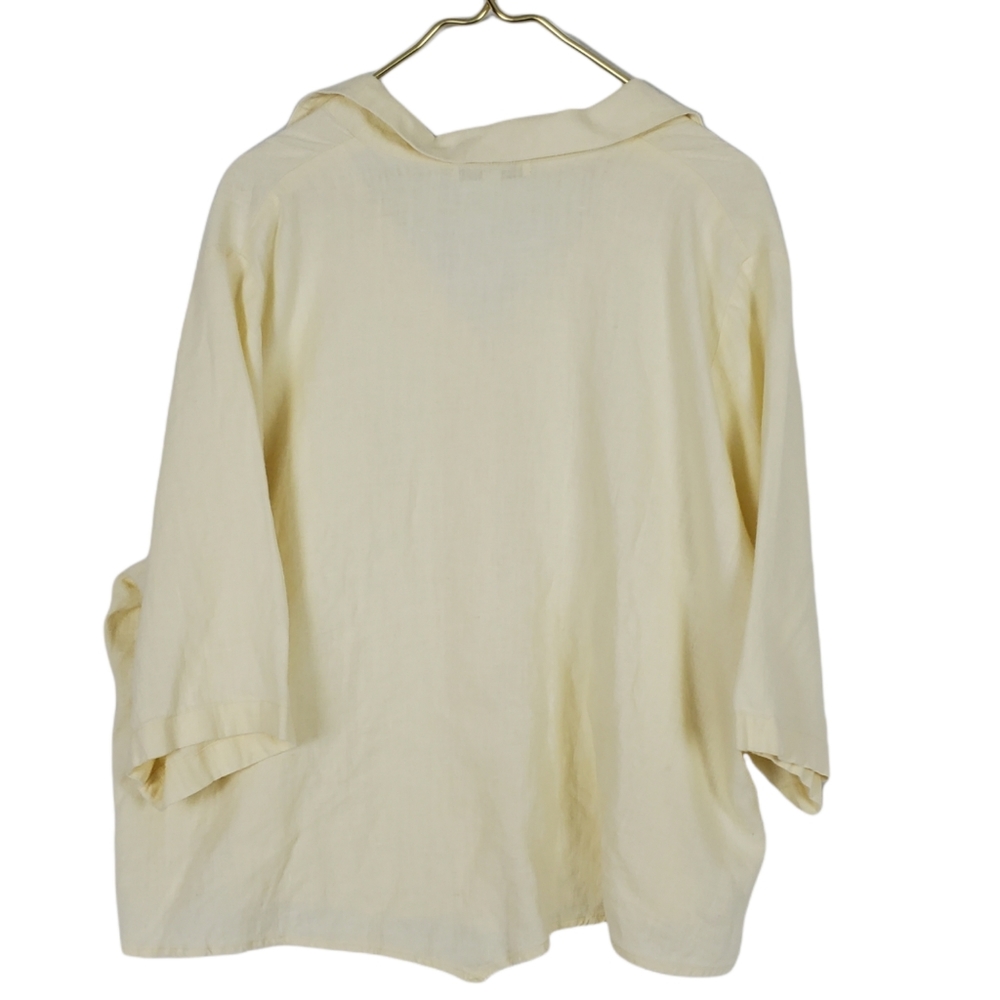 Christopher Calvin  100 % Linen Button Down Blouse in a Cream Color